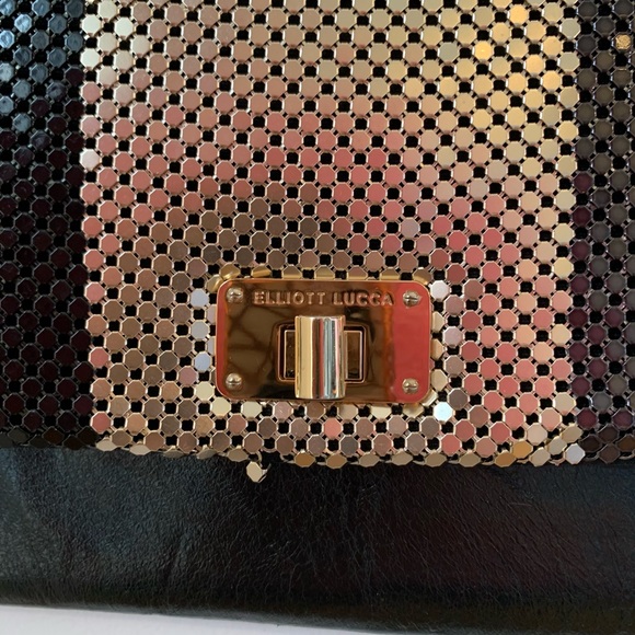 Elliott Lucca Metallic Chain Leather Clutch Shoulder Bag - Picture 12 of 12